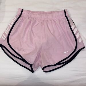 Nike Womens Dri-FIT Tempo Running Shorts - Pink, White, Black - JUST DO IT
